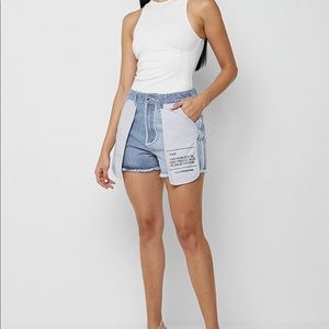 Maniere De Voir Inside Out Denim Shorts